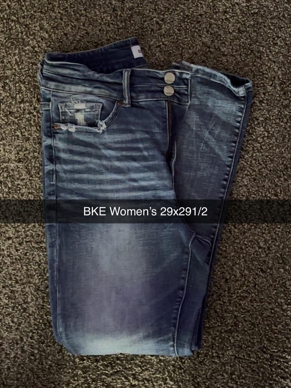 BKE Women's Faded Blue Skinny Jeans with Double Button Waist